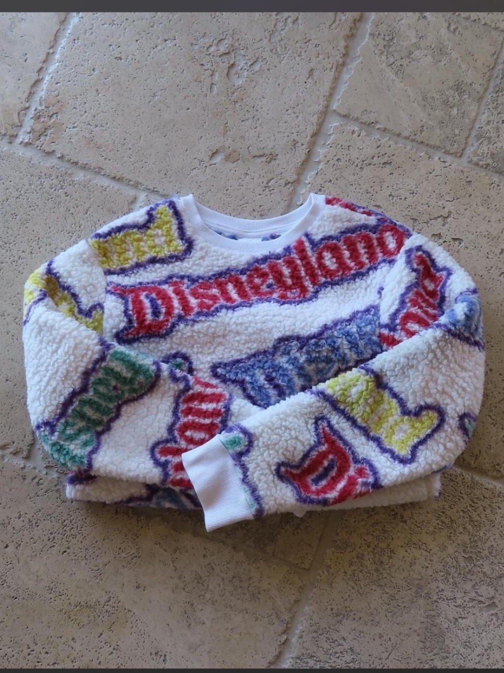 Disney Cozy Sherpa Kids Sweatshirt - White with Multicolor Logo Print